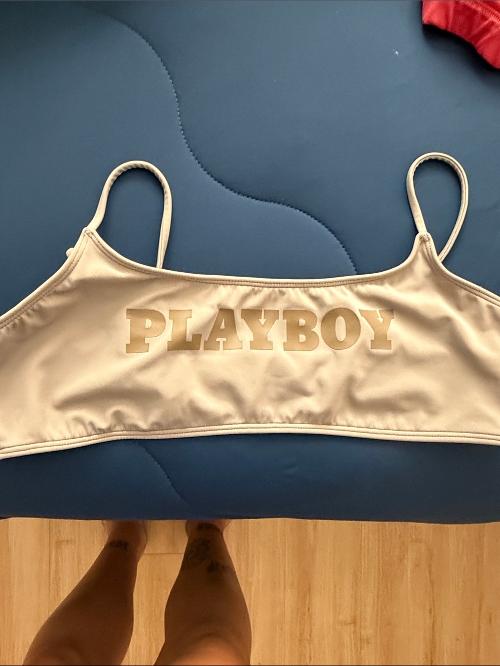 PLAYBOY Beige Logo Bikini Top